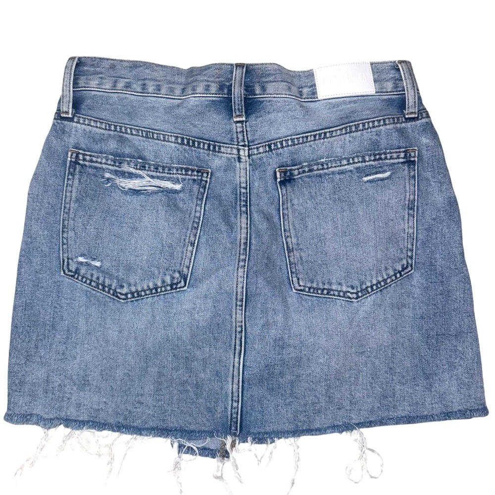 Pistola Distressed Denim Mini Skirt / Blue Jean Skirt Size 29 - Picture 4 of 6